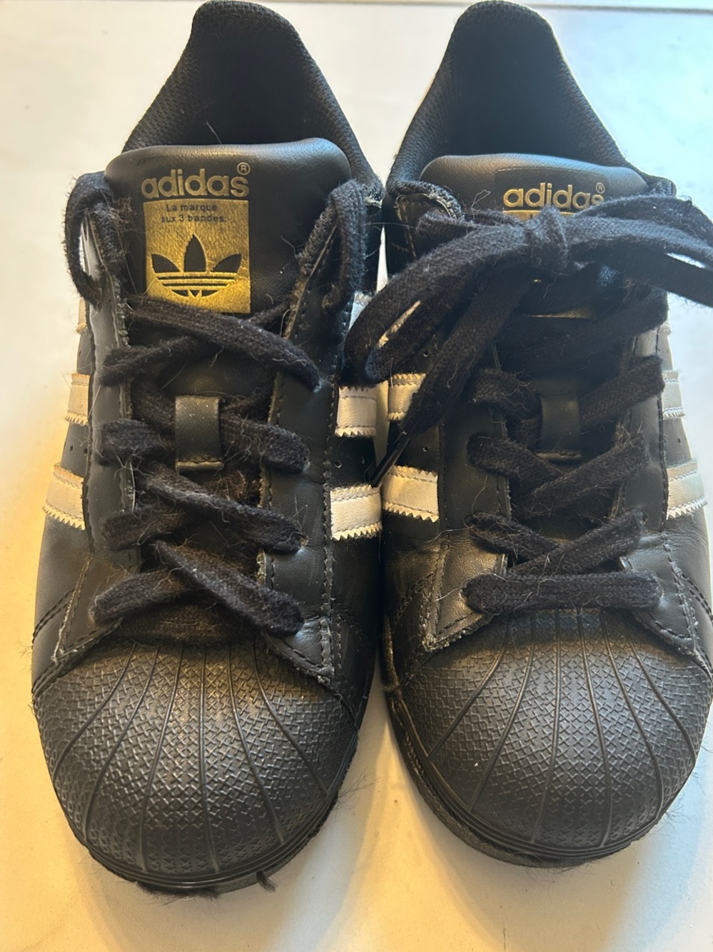 Adidas Kids Black and White Classic Shell-Toe Sneakers